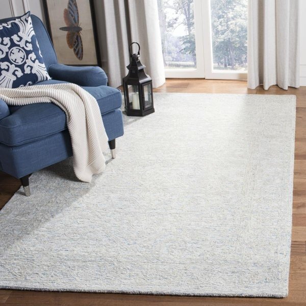 4 x 6 in. Hand-Tufted Glamour Contemporary Rectangle Viscose Rug Blue & Ivory, Safavieh, Mfr#: GLM537M-4